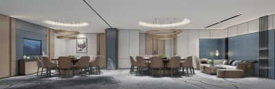 现代餐厅包厢3D模型下载